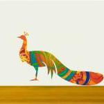 Peacock Fabric Sticker in V..