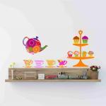 Nursery Decor Teapot Teacups and cupcakes Fabric wall decals