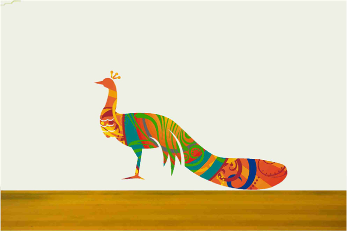 Peacock Fabric Sticker in Vibrant colors Wall Decals