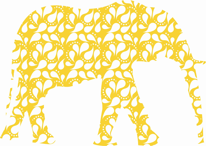 Nursery Decor Yellow Elephant Decals with Paisley Pattern