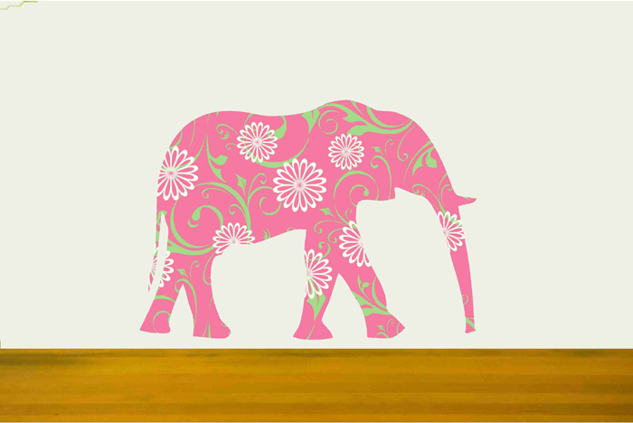 Nursery Walls Pink Elephant Vinyl Decal Sticker
