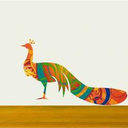 Peacock Fabric Sticker in Vibrant colors Wall Decals