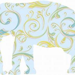 Blue Elephant Decals with Swirly Patterns