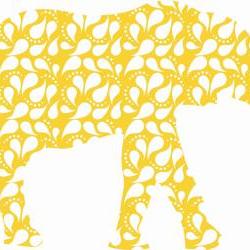 Nursery Decor Yellow Elephant Decals with Paisley Pattern