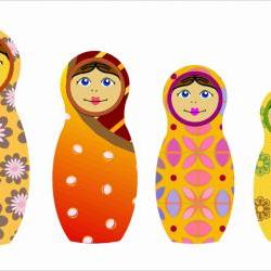 Cute Matryoshka Nesting Dolls Fabric Wall Decals for Children